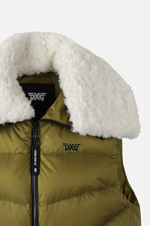 WOMEN BIG COLLAR DOWN VEST PKWCW641308 MOSS GREEN 상품 이미지 4