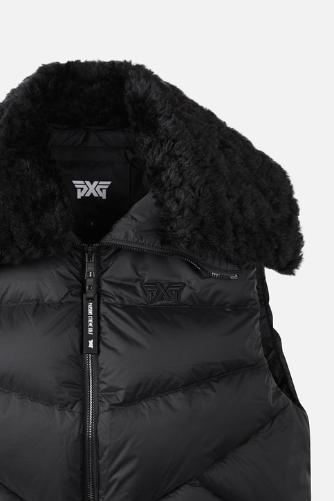 WOMEN BIG COLLAR DOWN VEST PKWCW641321 BLACK 상품 이미지 4