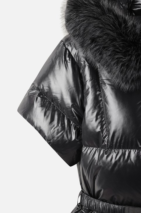 WOMEN FUR TRIM SHORT-SLEEVE DOWN JACKET PKWPW631521 BLACK 상품 이미지 4