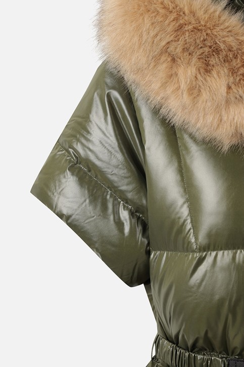WOMEN FUR TRIM SHORT-SLEEVE DOWN JACKET PKWPW631551 KHAKI 상품 이미지 4