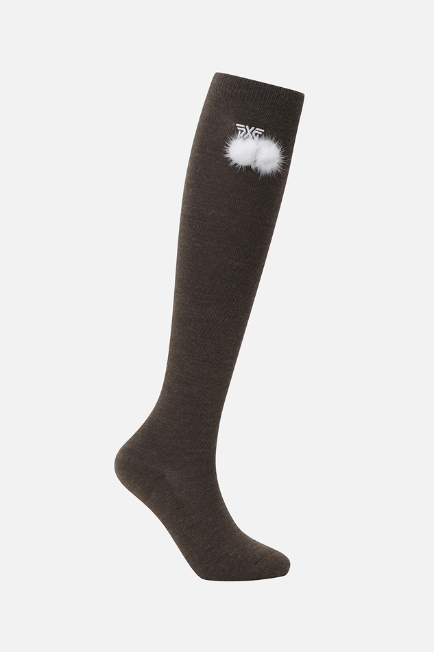 WOMENS WINTER POMPOM OVER THE KNEE SOCKS