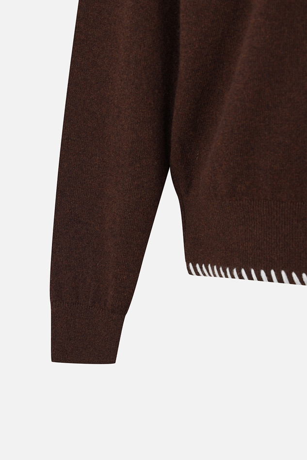 WOMEN CASHMERE SWEATER PKFCW410987 BROWN 상품 이미지 4