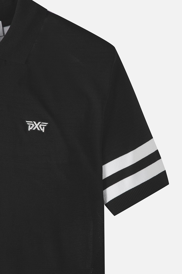 MEN COLOR BLOCKED KNIT HYBRID COLLAR SHORT SLEEVE