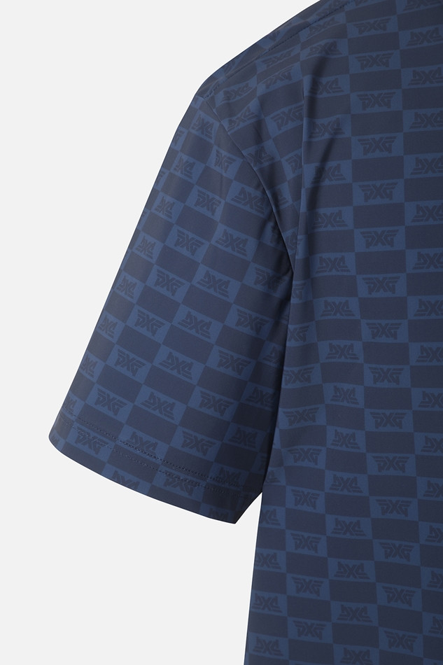 MEN MONOGRAM PATTERN COLLAR SHORT SLEEVE