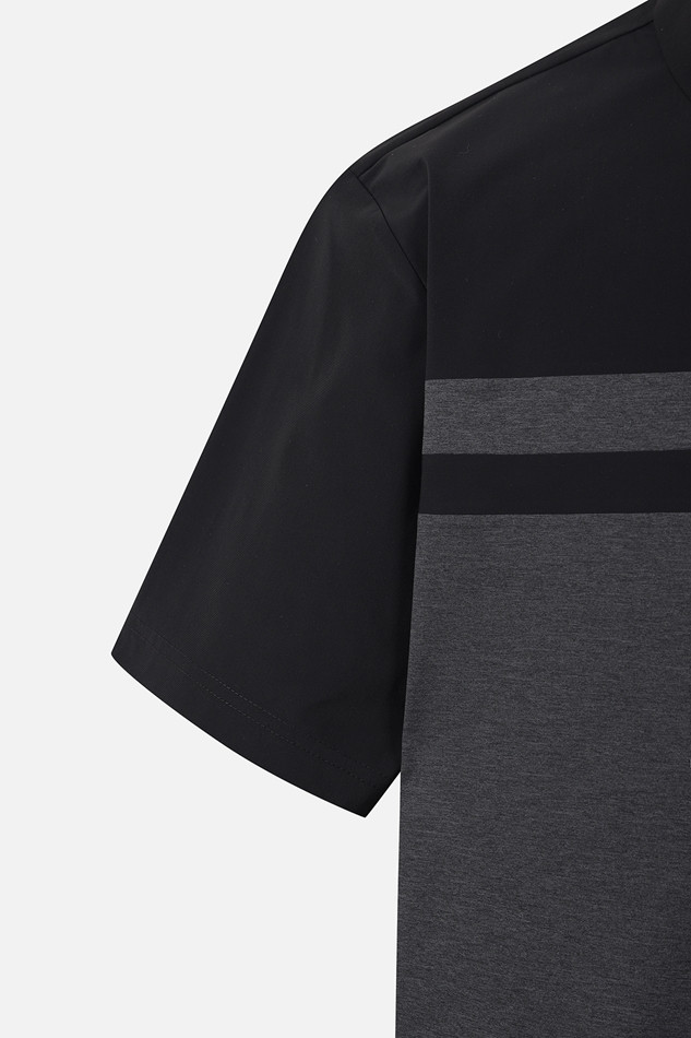MEN COLOR BLOCKED COLLAR SHORT SLEEVE