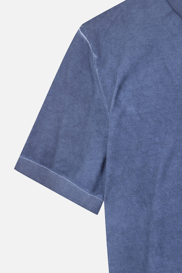 MEN TWO-TONE SHORT SLEEVE COLLAR SWEATER