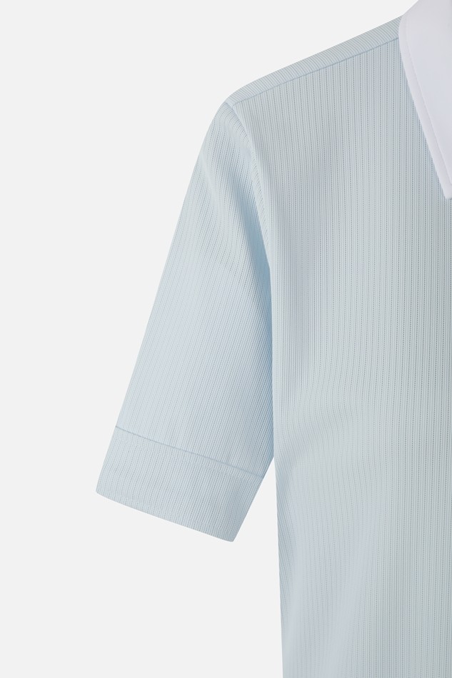 WOMEN COLOR BLOCK MIDDLE SLEEVE POLO SHORT SLEEVE