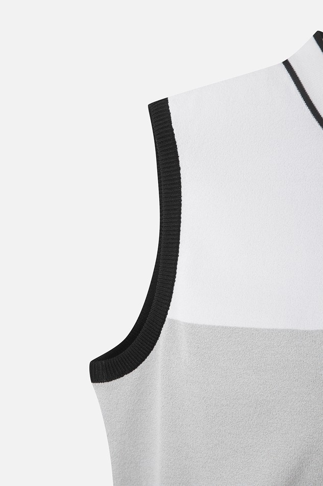 WOMEN COLOR BLOCK KNIT SLEEVELESS