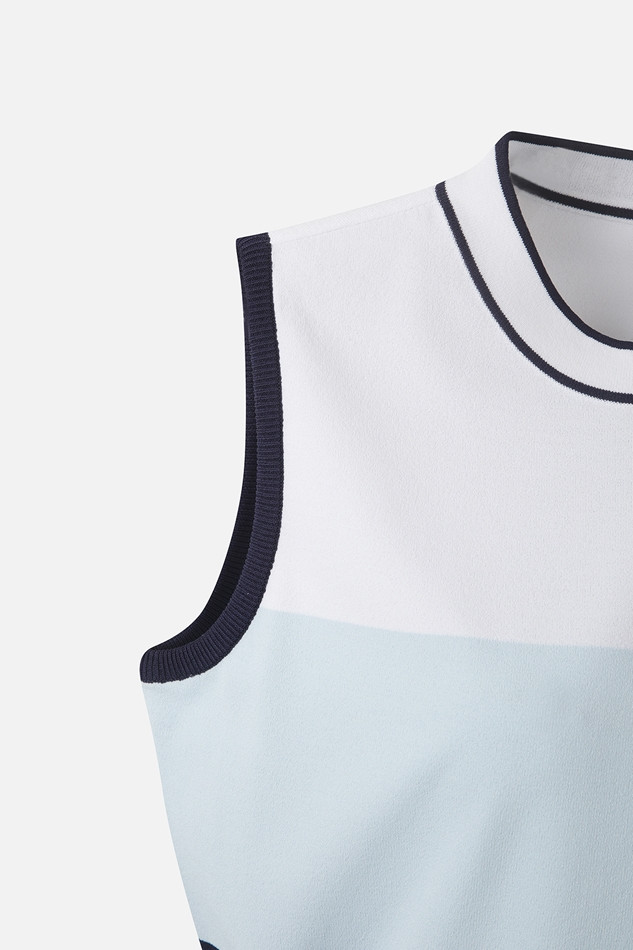 WOMEN COLOR BLOCK KNIT SLEEVELESS