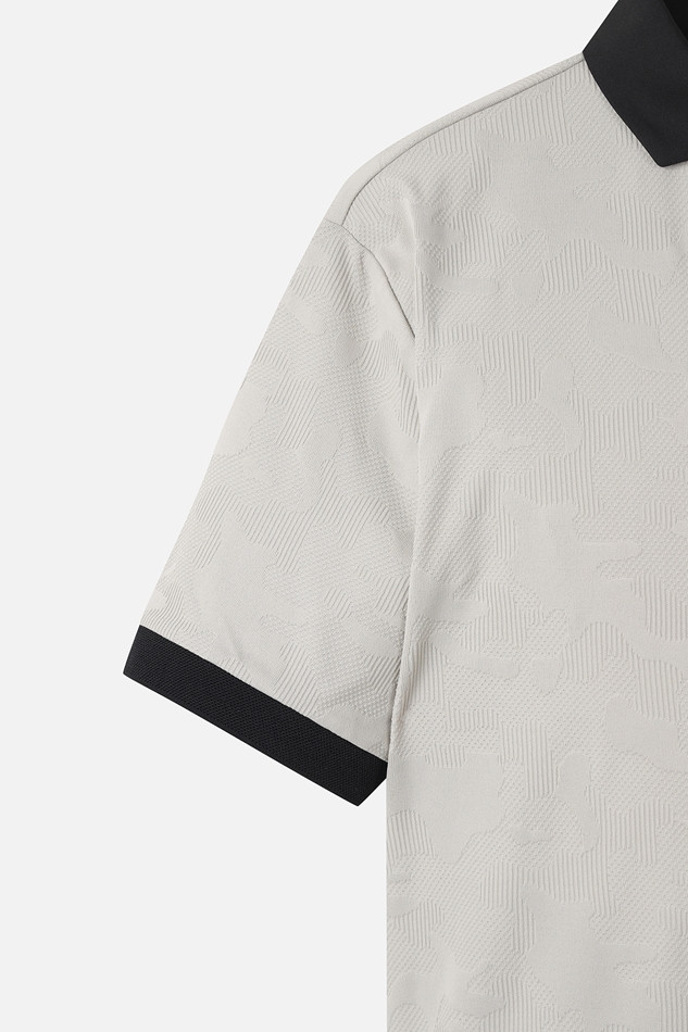 MEN MESH JACQUARD COLLAR SHORT SLEEVE