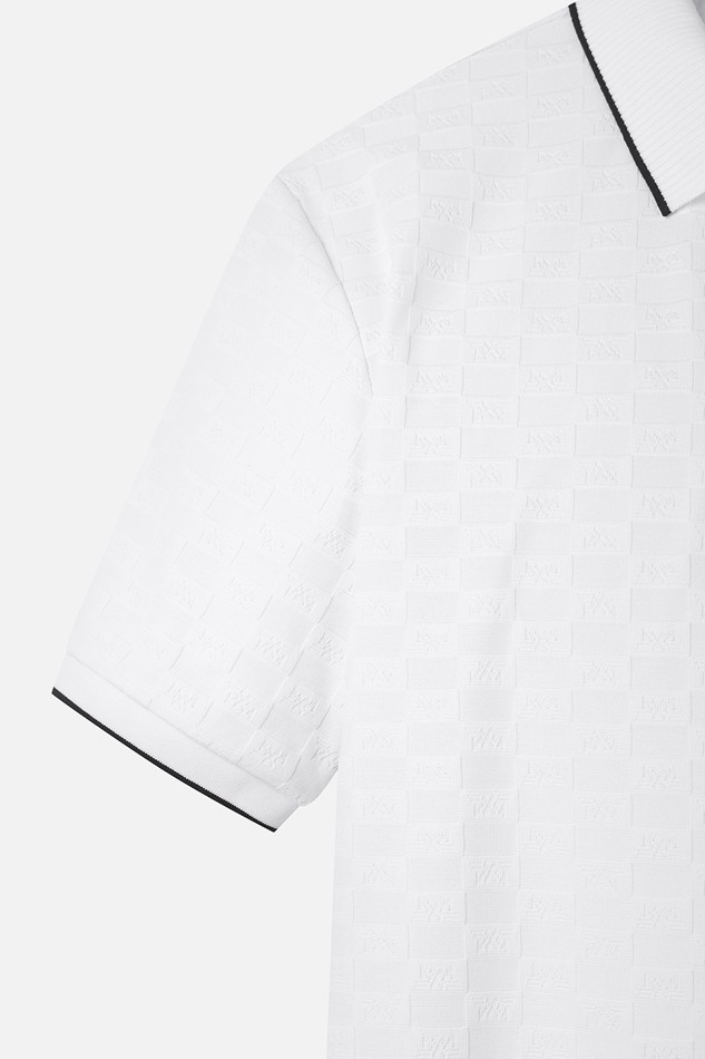 MEN JACQUARD PATTERN COLLAR SHORT SLEEVE