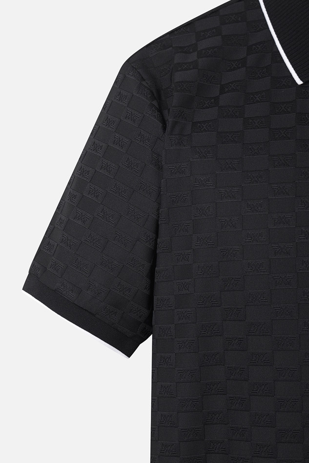 MEN JACQUARD PATTERN COLLAR SHORT SLEEVE