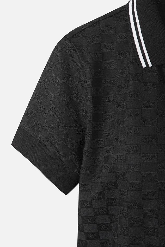 WOMEN JACQUARD COLLARED SHORT SLEEVE