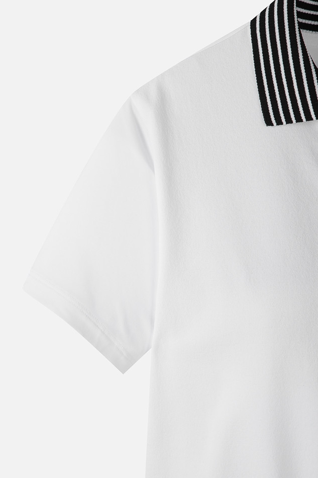 WOMEN KNIT HYBRID COLLARED SHORT SLEEVE