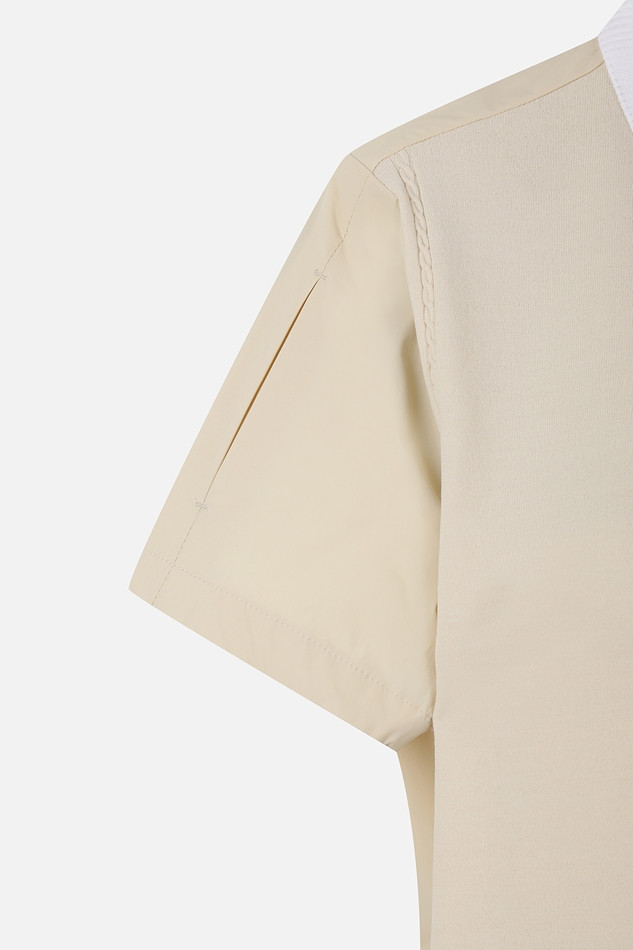 WOMEN SHORT SLEEVE HYBRID SWEATER