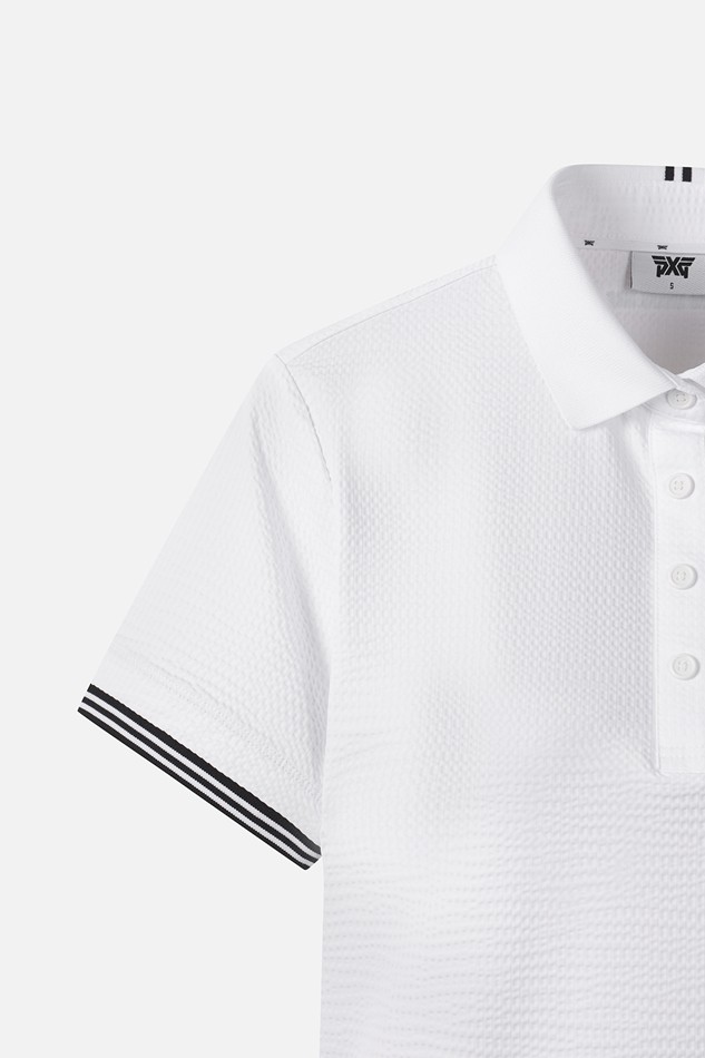 WOMEN NEW TEXTURED COLLAR SHORT SLEEVE