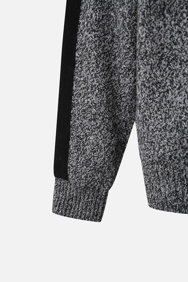 MEN TWO-TONE TEXTURED WINDPROOF HALF-ZIP SWEATER PKWCM411221 BLACK 상품 이미지 4