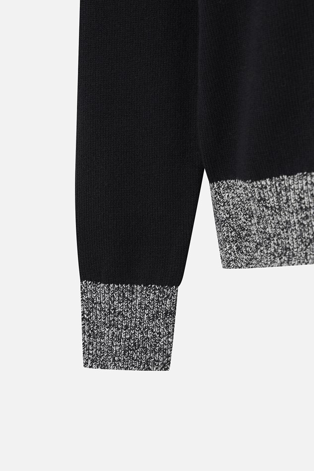 WOMEN DOUBLE-COLLAR SWEATER PKWCW411421 BLACK 상품 이미지 4
