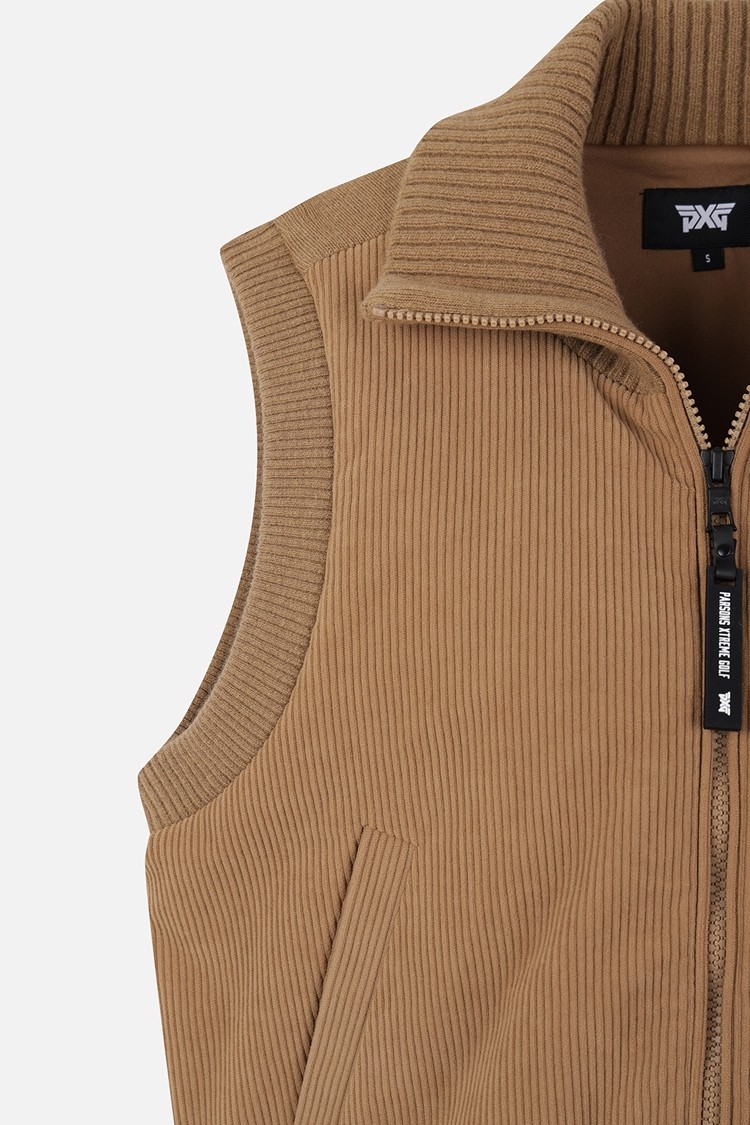 WOMEN WOVEN HYBRID KNIT VEST PKFPW421105 BEIGE 상품 이미지 4