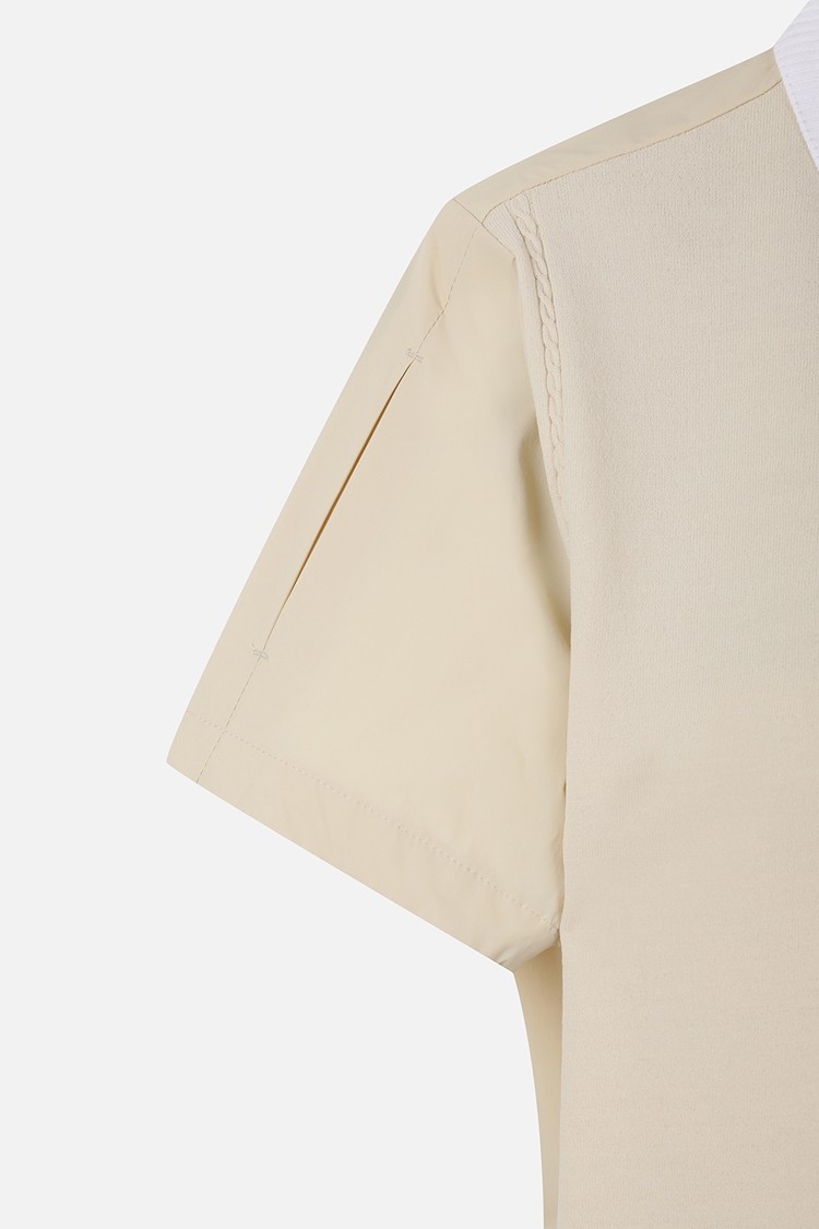 WOMEN SHORT SLEEVE HYBRID SWEATER