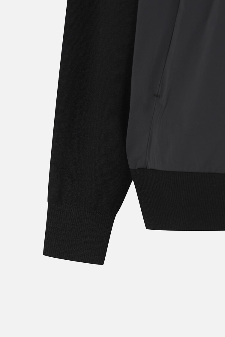 MEN WOVEN HYBRID ROUND NECK SWEATER