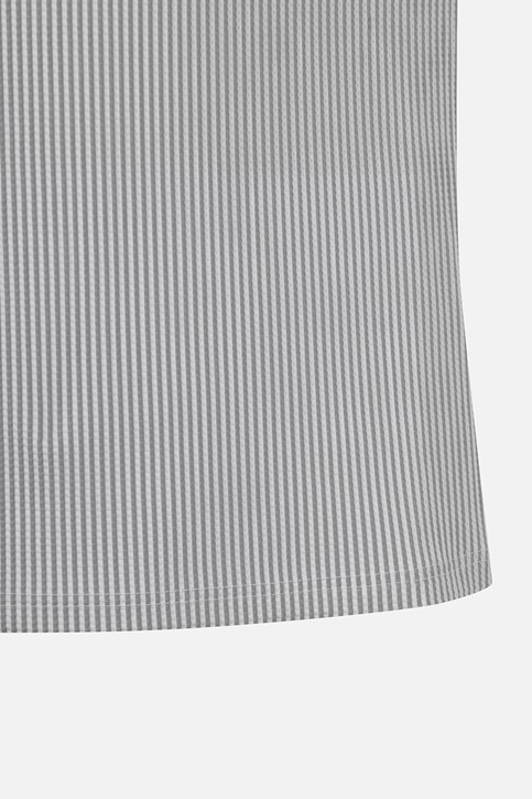 MEN STRIPE PATTERN COLLAR SHORT SLEEVE