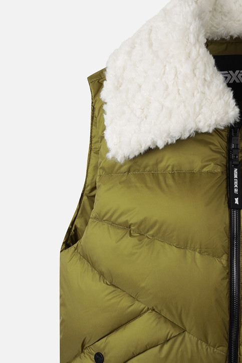 WOMEN BIG COLLAR DOWN VEST PKWCW641308 MOSS GREEN 상품 이미지 5