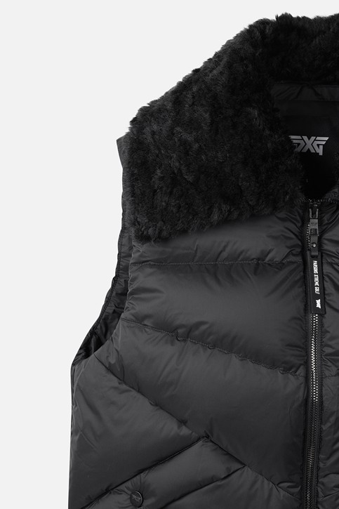 WOMEN BIG COLLAR DOWN VEST PKWCW641321 BLACK 상품 이미지 5