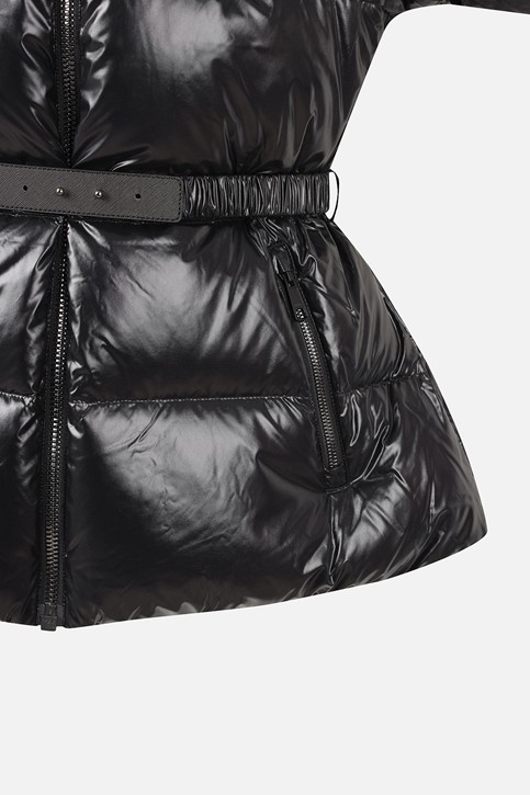 WOMEN FUR TRIM SHORT-SLEEVE DOWN JACKET PKWPW631521 BLACK 상품 이미지 5