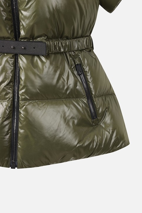 WOMEN FUR TRIM SHORT-SLEEVE DOWN JACKET PKWPW631551 KHAKI 상품 이미지 5