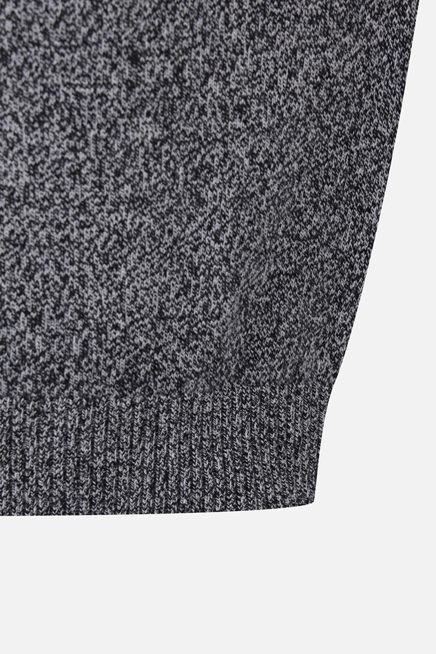 MEN TWO-TONE TEXTURED ROUND NECK SWEATER PKFCM410821 BLACK 상품 이미지 5