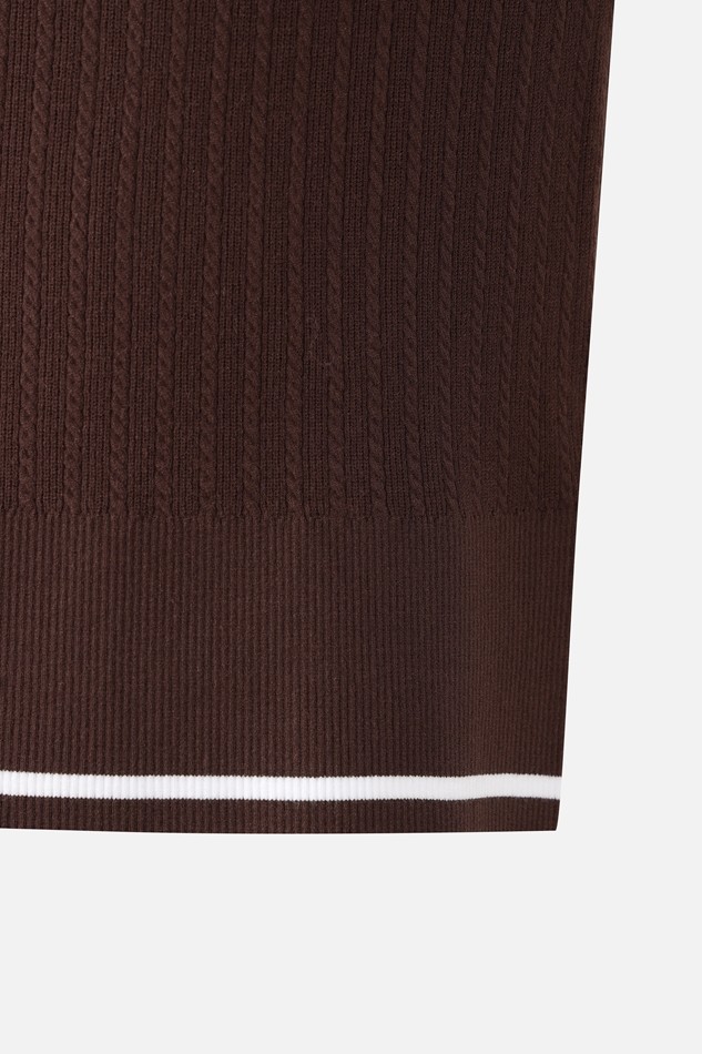 WOMEN OPEN COLLAR SWEATER PKFCW411087 BROWN