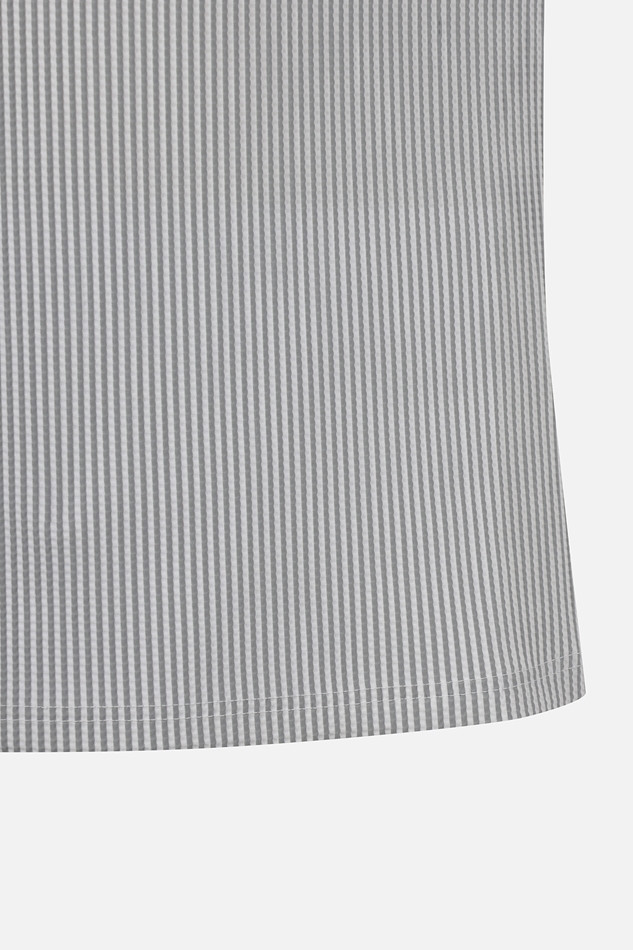 MEN STRIPE PATTERN COLLAR SHORT SLEEVE
