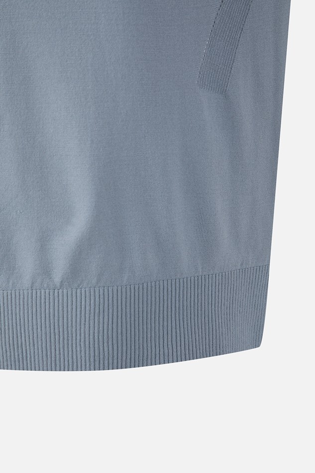 MEN COLOR BLOCKED KNIT HYBRID COLLAR SHORT SLEEVE