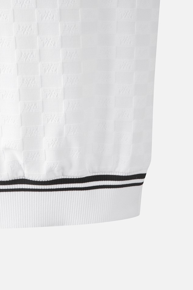 WOMEN JACQUARD COLLARED SHORT SLEEVE