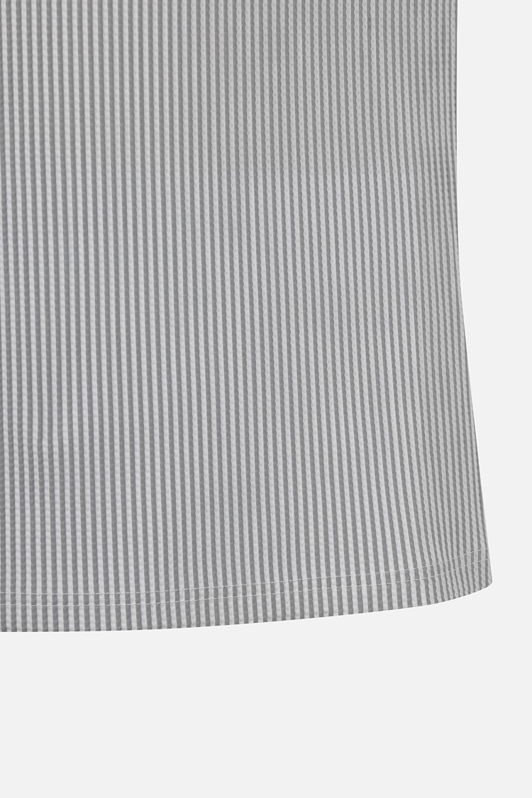 MEN STRIPE PATTERN COLLAR SHORT SLEEVE