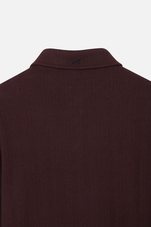 WOMEN TEXTURED COLLAR LONG-SLEEVE