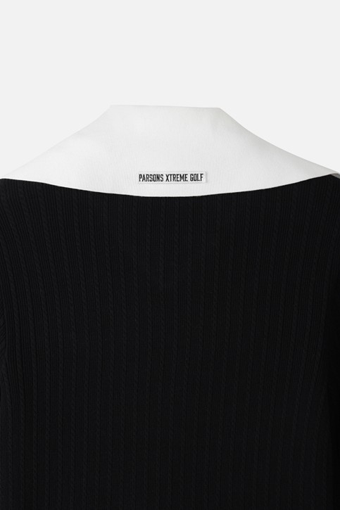 WOMEN OPEN COLLAR SWEATER PKFCW411021 BLACK 상품 이미지 6