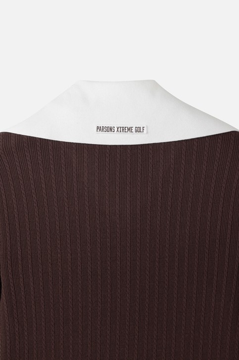 WOMEN OPEN COLLAR SWEATER PKFCW411087 BROWN 상품 이미지 6