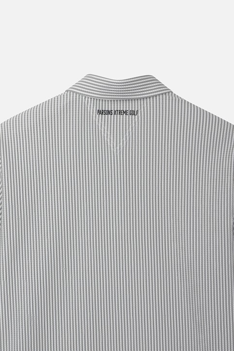 MEN STRIPE PATTERN COLLAR SHORT SLEEVE