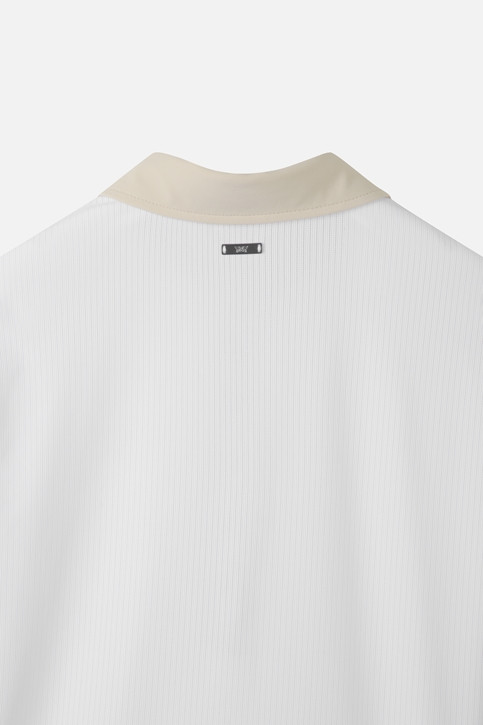 WOMEN COLOR BLOCK MIDDLE SLEEVE POLO SHORT SLEEVE