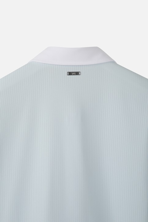 WOMEN COLOR BLOCK MIDDLE SLEEVE POLO SHORT SLEEVE