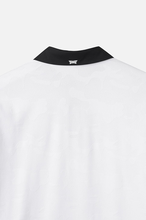 MEN MESH JACQUARD COLLAR SHORT SLEEVE