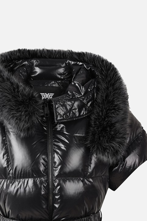 WOMEN FUR TRIM SHORT-SLEEVE DOWN JACKET PKWPW631521 BLACK 상품 이미지 6