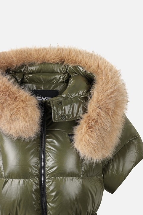 WOMEN FUR TRIM SHORT-SLEEVE DOWN JACKET PKWPW631551 KHAKI 상품 이미지 6