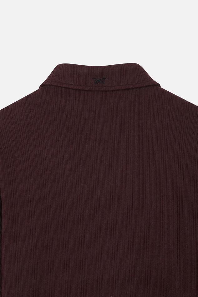 WOMEN TEXTURED COLLAR LONG-SLEEVE