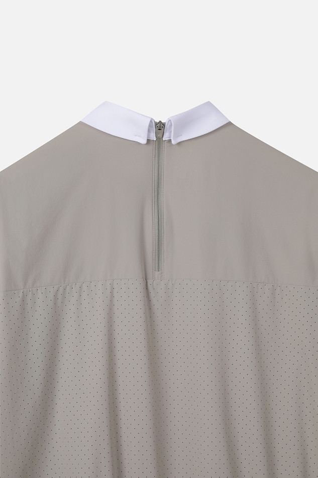 WOMENS SUMMER PERFORATED BACK ZIP SHORT-SLEEVE