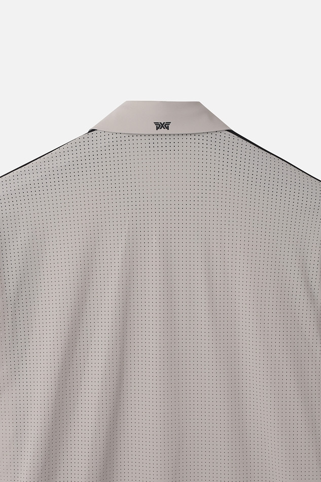 SUMMER COLOR BLOCKED PERFORATED COLLAR SHORT-SLEEVE