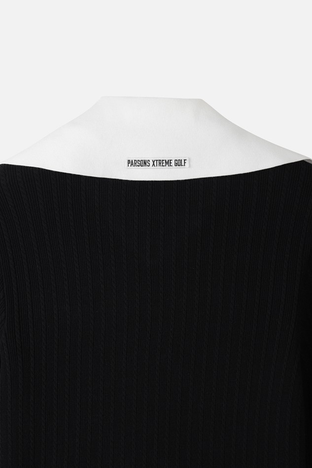 WOMEN OPEN COLLAR SWEATER PKFCW411021 BLACK 상품 이미지 6
