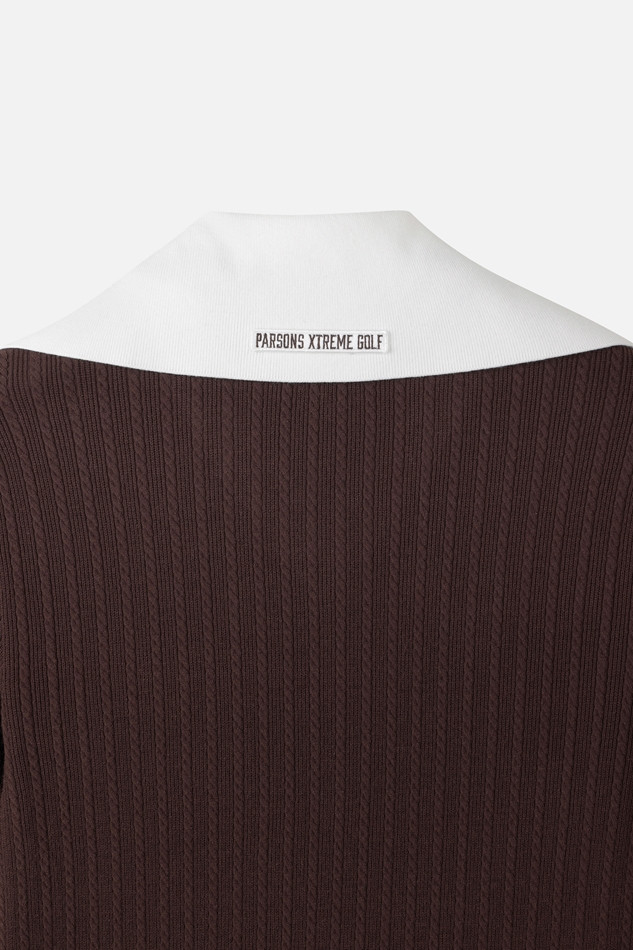 WOMEN OPEN COLLAR SWEATER PKFCW411087 BROWN